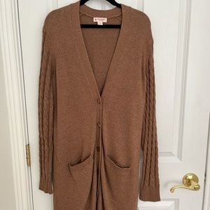 Brooks Brothers Women's Cable Knit Long Brown Cardigan